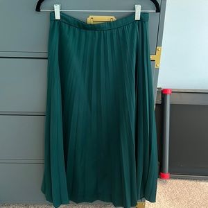 Jcrew Emerald Green Pleated Midi Skirt